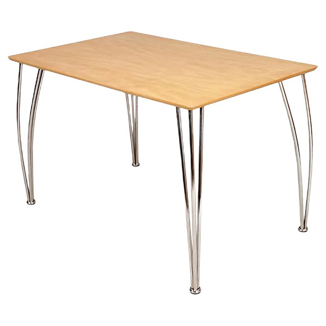 Italian Wooden and Chromed Steel Table by Piero Lissoni, 2000s For Sale