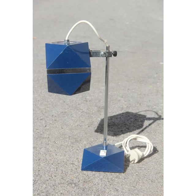 1970s Hexagonal Blue Table Lamp, 1970s For Sale - Image 5 of 7
