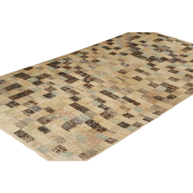 1960s Vintage Zeki Müren Rug With Polychromatic Cubist Patterns, From Rug & Kilim For Sale - Image 5 of 7