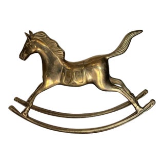 Vintage Mid 20th Century Solid Brass Extra Large Rocking Horse For Sale