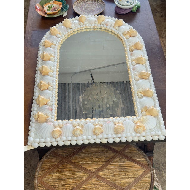 Hollywood Regency Vintage Anthony Redmile-Style Shell Encrusted Wall Mirror — Usa, Late 20th Century For Sale - Image 3 of 7