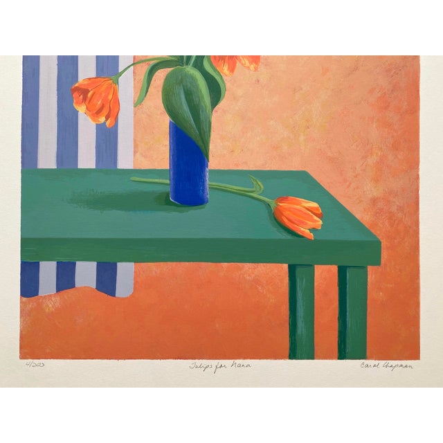 Carol Chapman Vintage 1994 Contemporary Limited Edition Framed Hand Signed Pop Art Silkscreen Print " Tulips for Nana " 1992 For Sale - Image 11 of 18
