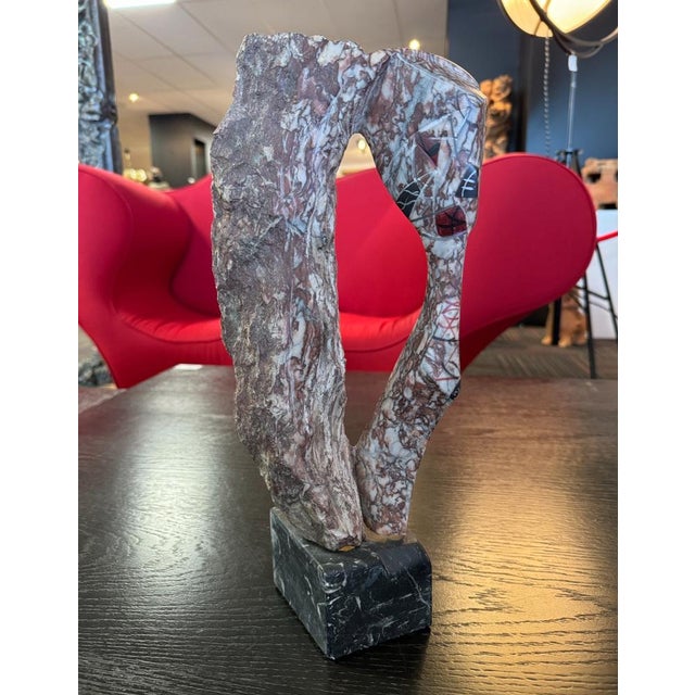 Stone Zakaria Oenadi, Marble & Paint Sculpture For Sale - Image 7 of 9