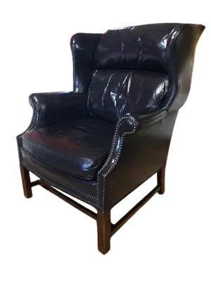Sherrill Cobalt Blue Wingback Leather Nailhead Chair