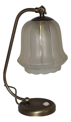 Vintage Adjustable Table Lamp with Brass Frame and Glass Shade from JSB Josef Brumberg, 1980s