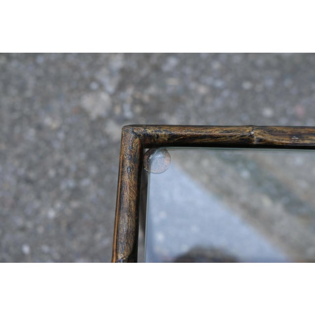 1970s French 1970s Pair of Side/Drink Tables in Glass Cube and Gold Metal Faux Bamboo Styled After Maison Baguès For Sale - Image 5 of 7