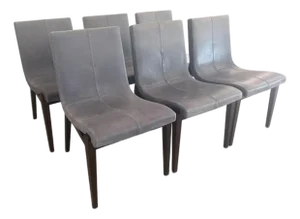 Set of 6 Holly Hunt Studio H Modern Leather Dining Chairs
