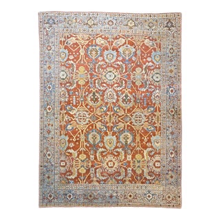 Antique Persian Sultanabad Wool 9 x 12 Rust, Navy & Ivory Handmade Area Rug #1140095 For Sale