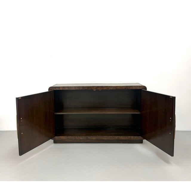 Vintage Mastercraft Style Burl Wood & Brass Sideboard For Sale In West Palm - Image 6 of 8