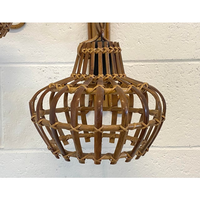 Rattan and Bamboo Wall Lamps, 1970s, Set of 2 For Sale - Image 12 of 14