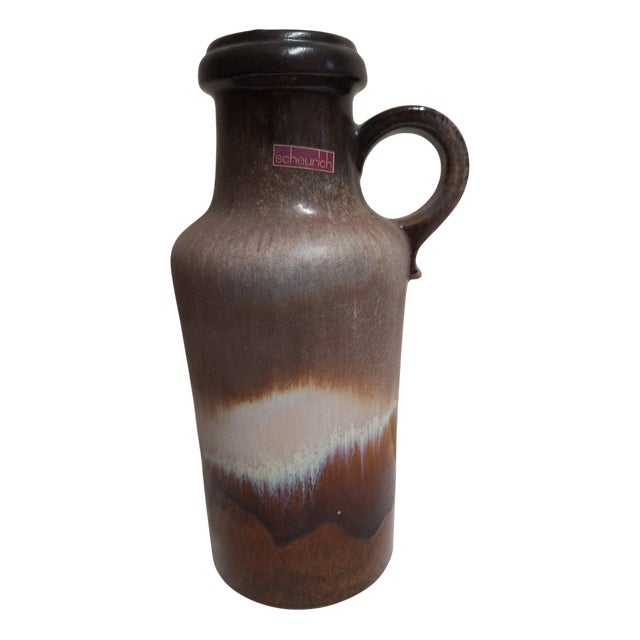 Vintage Ceramic Vase with Beige-Brown Glaze by Scheurich, 1970s For Sale