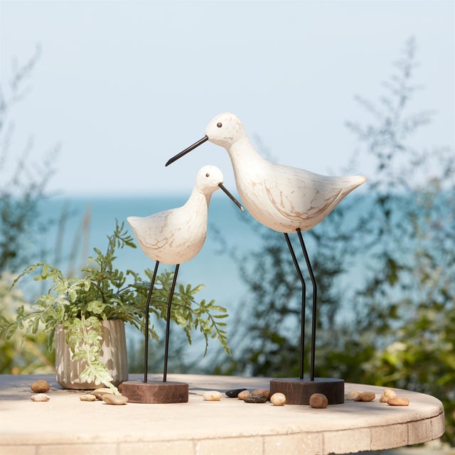 Wood Carved Wood Sea Bird with Metal Stand (Set of 2) For Sale - Image 7 of 9
