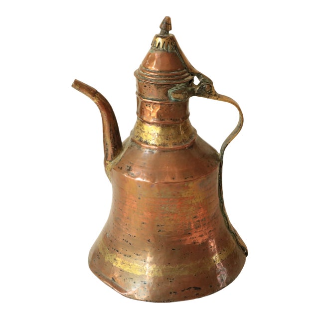 Antique Turkish Copper & Brass Kettle For Sale