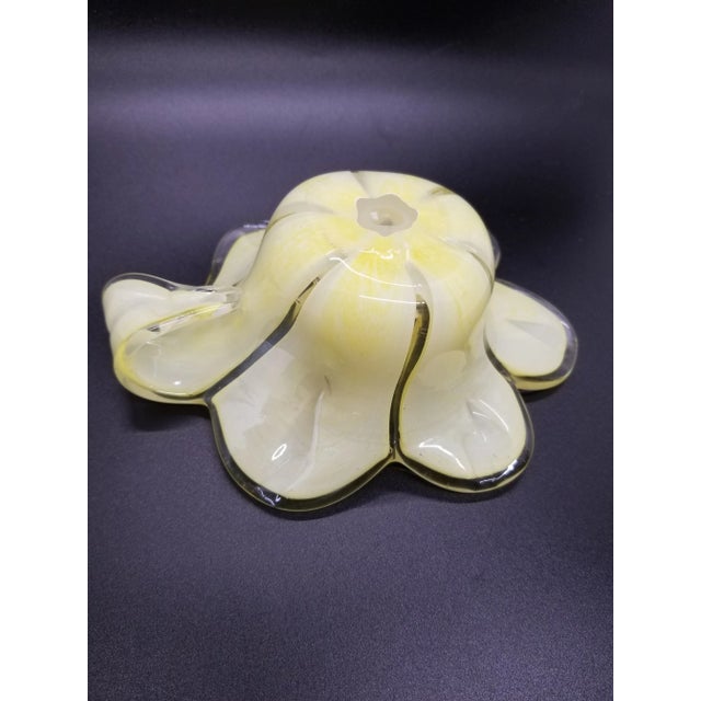 Murano Lavorazione Arte Murano Pale Yellow Italian Glass Petal Dish For Sale - Image 4 of 5