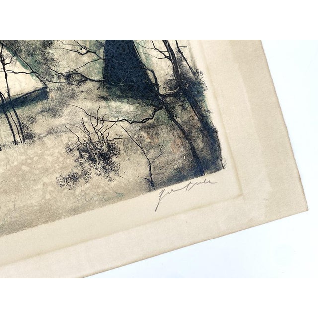Bernard Gantner, Winter Landscape with Village, Color Lithograph, 20th Century For Sale - Image 8 of 13
