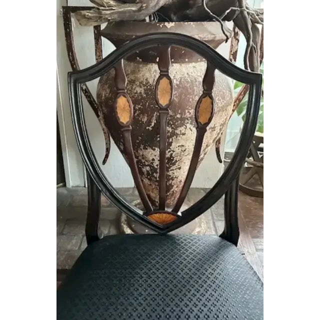 American Federal Shield Back Chair With Inlaid Marquetry and Nailheads For Sale - Image 10 of 11