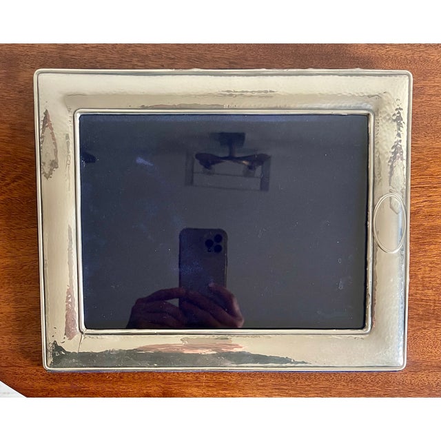 Traditional Hammered Sterling Silver Picture Frame With Cartouche, 8 X 10 Inches For Sale - Image 3 of 9