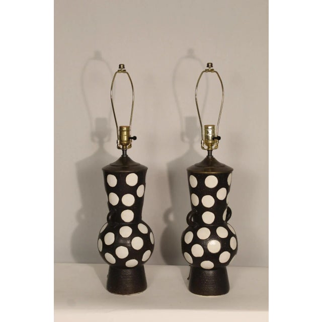 Early 20th Century Lotte and Gunner Bostlund Style Ceramic Lamps - a Pair For Sale - Image 9 of 11
