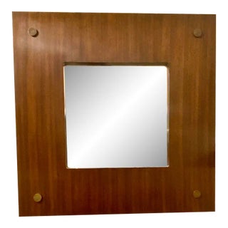 Labarge Co. Modern Walnut Finished Wood Square Wall Mirror For Sale