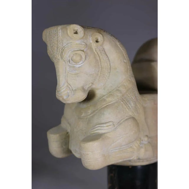 1950s Vintage 'Louvre' Paris Classical Statues Bookend Bulls on Marble Pedestal - a Pair For Sale - Image 5 of 9