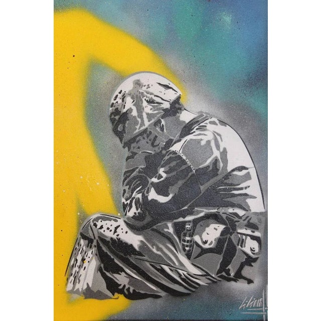 Kiki, Why - Yellow Version, 2018, Aerosol Spray Stencils on Canvas For Sale - Image 3 of 5