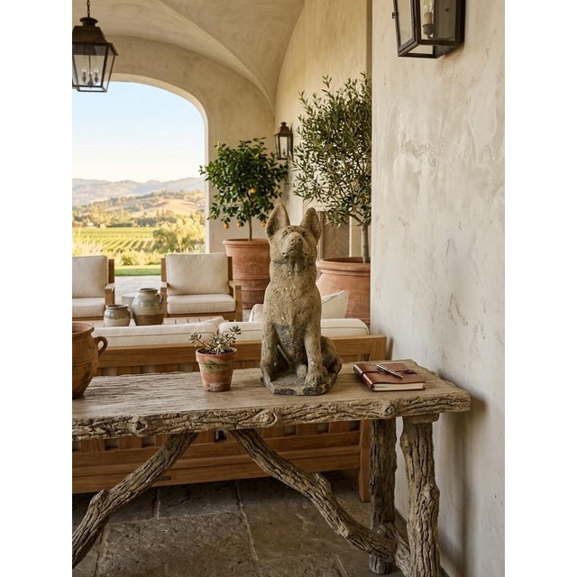 1990s Vintage Cast Stone German Shepherd Garden Statue For Sale - Image 5 of 10
