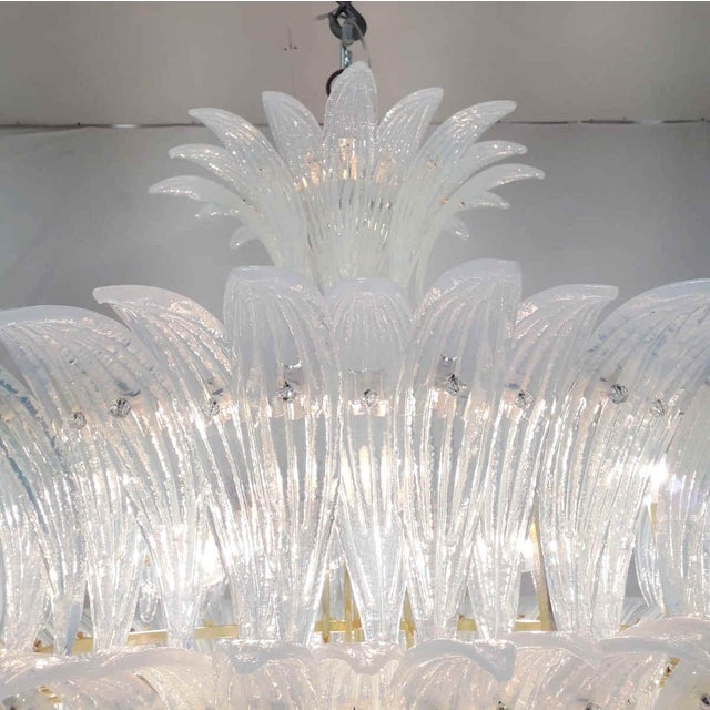 Gold 21st Century Opaline Palmette Chandelier by Fabio LTD For Sale - Image 8 of 9