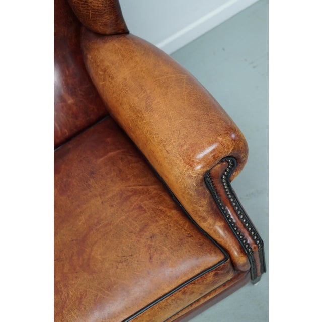 Animal Skin Vintage Dutch Club Chair in Cognac Leather, 1970s For Sale - Image 7 of 18