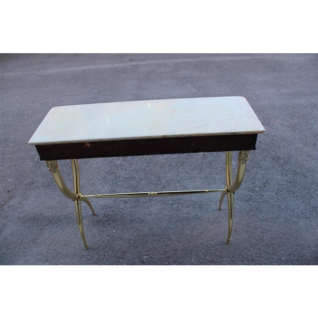 Paolo Buffa Neoclassical Console Table in Brass, Wood and Marble attributed to Paolo Buffa For Sale - Image 4 of 14