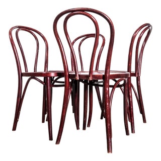 Dark Mahogany Hoop Back Bentwood Dining Chairs, 1980s, Set of 4 For Sale