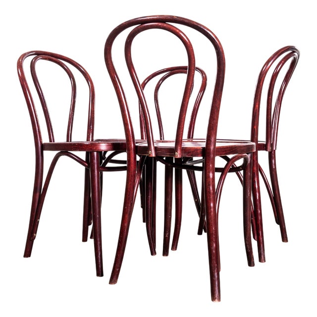 Dark Mahogany Hoop Back Bentwood Dining Chairs, 1980s, Set of 4 For Sale