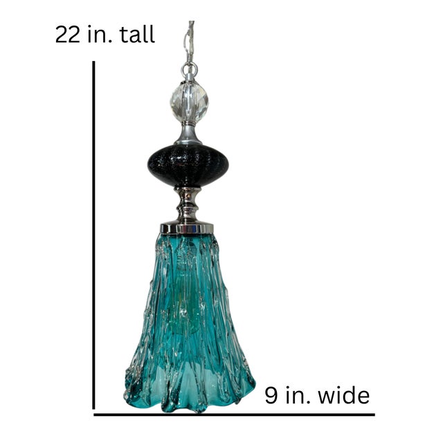 Art Glass Aqua Black Pendant Light For Sale - Image 18 of 18