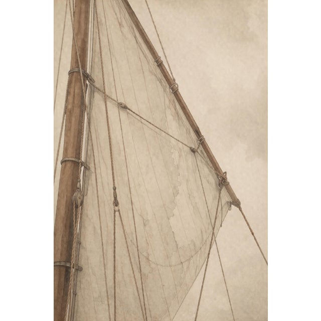 Minimal Coastal Architecture Study, Nautical Rigging Art Print, 24" × 36" For Sale