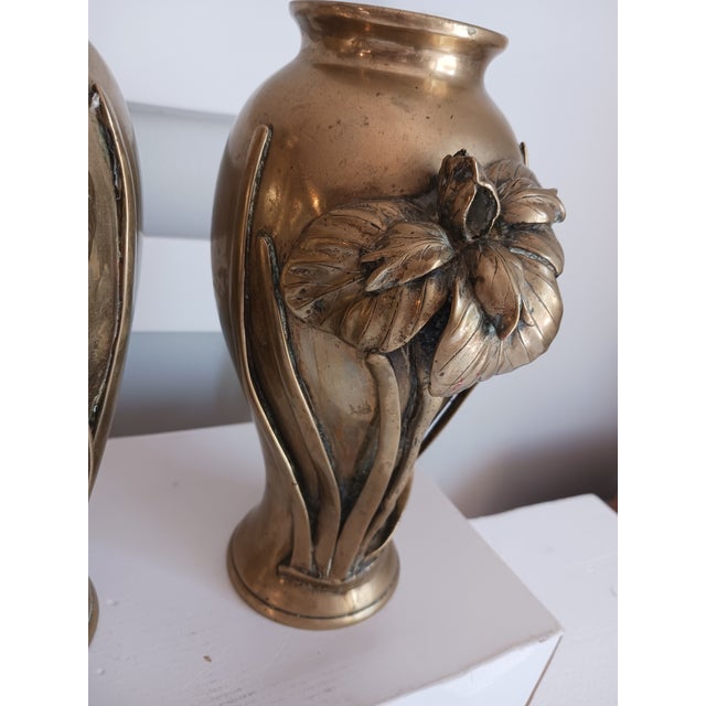 Wonderful pair of 19th C. Japanese bronze vases. The artistry is representative of the high quality bronze workmanship...