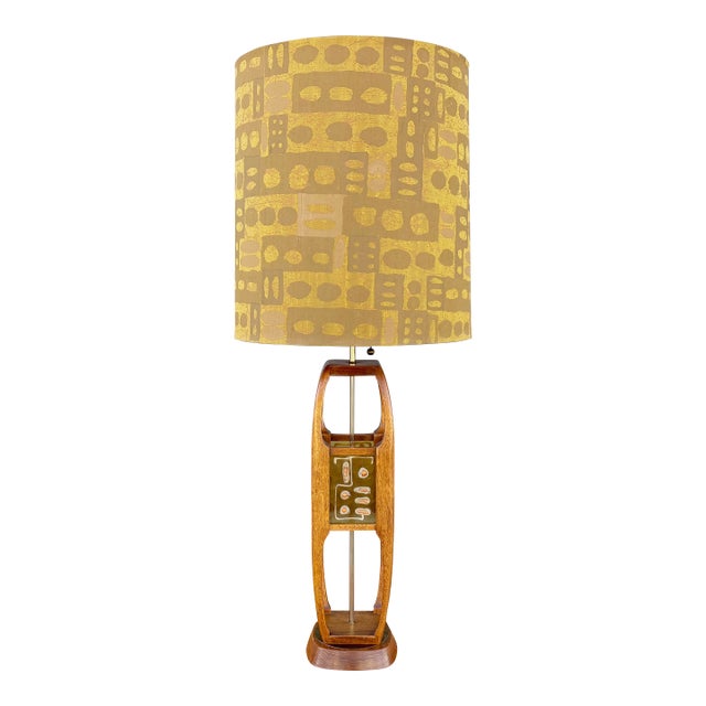 1960s Mid Century Walnut and Glass Table Lamp by Modeline For Sale