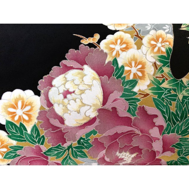 Vintage Japanese Formal Black Silk Kimono For Sale - Image 12 of 13