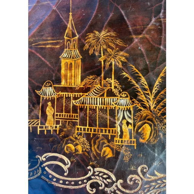 Black Lacquer Chinoiserie Cocktail Table With Drawers For Sale - Image 10 of 15