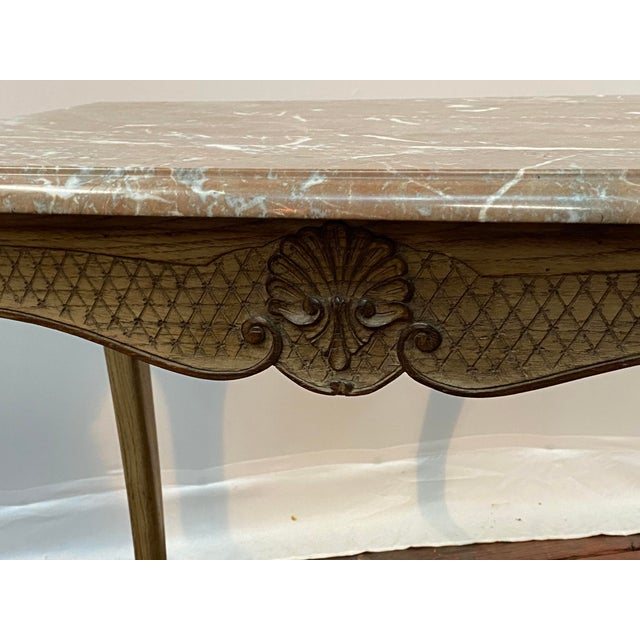 1970s Carved Oak and Marble Louis XV Style End Tables, a Pair For Sale In New York - Image 6 of 16
