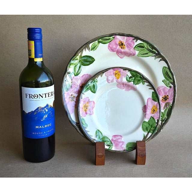 1980s Vintage Franciscan Desert Rose Dinner and Salad Plates Made in England, 24 Pieces For Sale - Image 5 of 17
