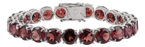 925 Sterling Silver Round 52.45 Ct Red Garnet Tennis Bracelet Everyday Luxe Style