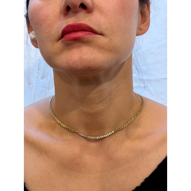 Vintage 20 Pointer White Diamond Necklace 14 Karat Yellow Gold, 18 Inch Long For Sale - Image 11 of 18