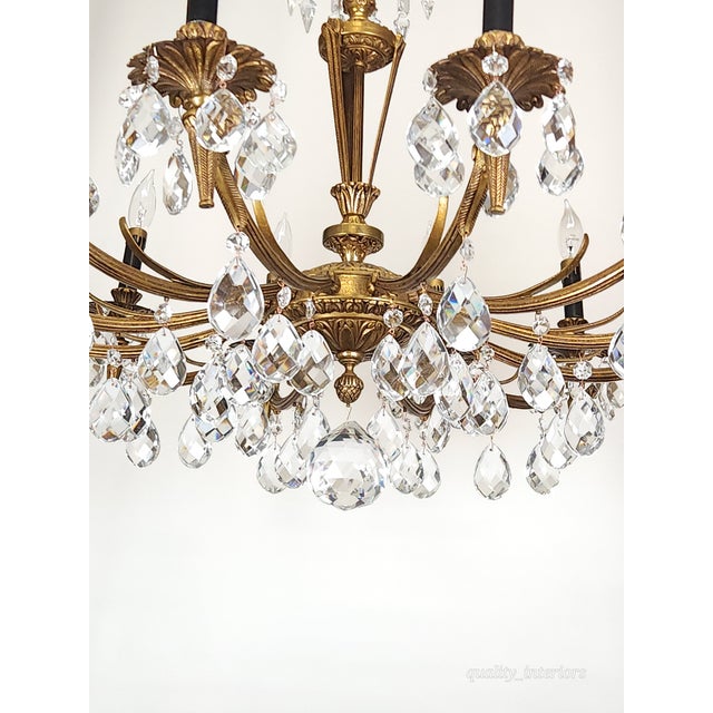 Antique 12 Light Captivating Curvaceous Brass Cut Lead Crystal Chandelier ~ Rewired ~ Restored ~ Rejuvenated ~ Ready to Hang ~ For Sale In South Bend - Image 6 of 12
