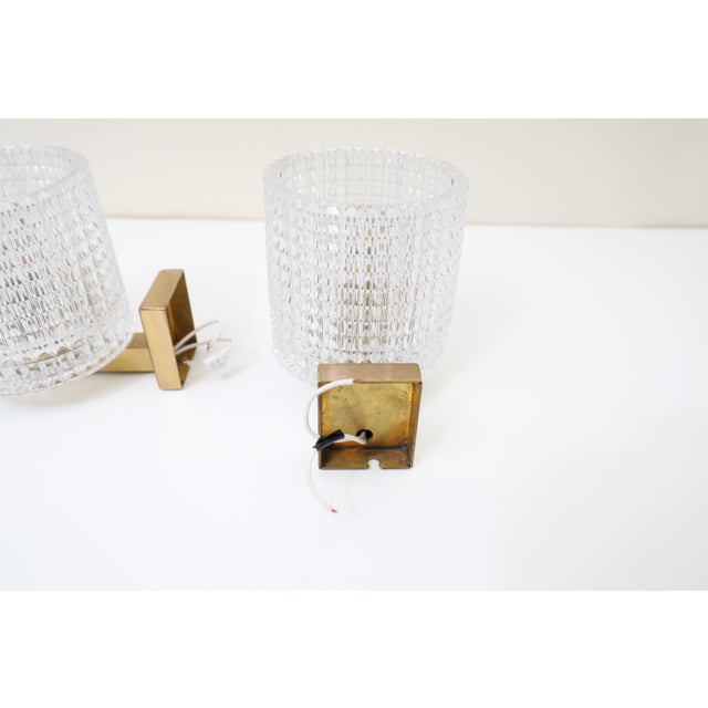 1960s Brass and Glass Sconces by Carl Fagerlund for Orrefors, Sweden, 1960s, Set of 2 For Sale - Image 5 of 15