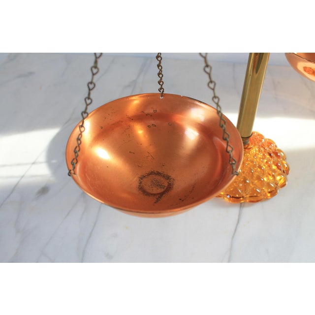 Vintage Copper & Brass Kitchen Scale W/ Amber Glass For Sale - Image 9 of 12