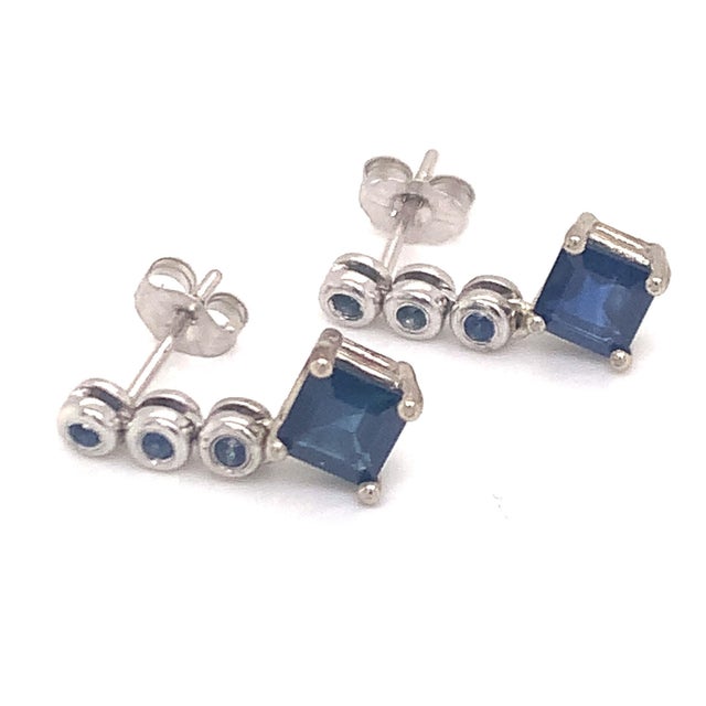 Natural Sapphire Dangle Earrings 14k Gold 1.32 TCW Certified For Sale - Image 9 of 11