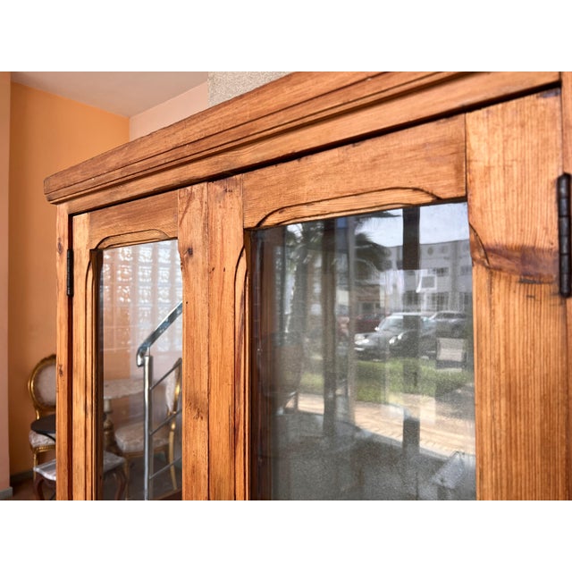 Late 19th Century 19th Century Large Cupboard or Bookcase with Glass Vitrine, Pine, Spain Restored For Sale - Image 5 of 18