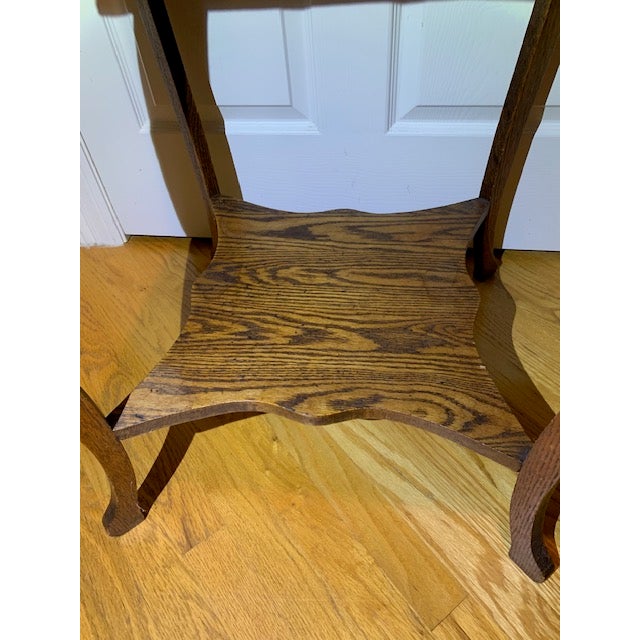 English Antique Square Handcarved Apron 2 Tier Side Table Cabriole Style Legs For Sale - Image 3 of 8