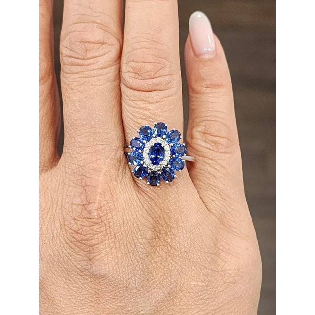 2.00 Ct Natural Sapphire & Diamond Ring, Size 7 For Sale - Image 4 of 9