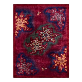 1930s Red Chinese Art Deco Rug For Sale