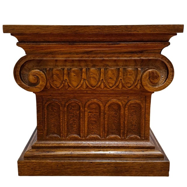 1960 Vintage Drexel Guildhall Neoclassical Oak Pedestal End Tables - A Pair For Sale - Image 10 of 17